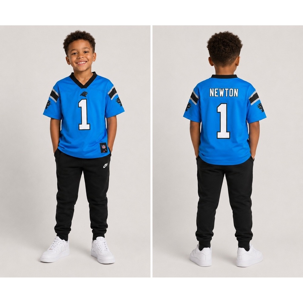 NFL‎ Team Apparel Cam Newton Carolina Panthers Jersey Kids Large 7 Blue 1 Stains